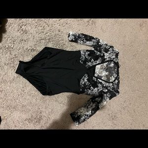 Gorgeous Floral Mesh 3/4 sleeve leotard